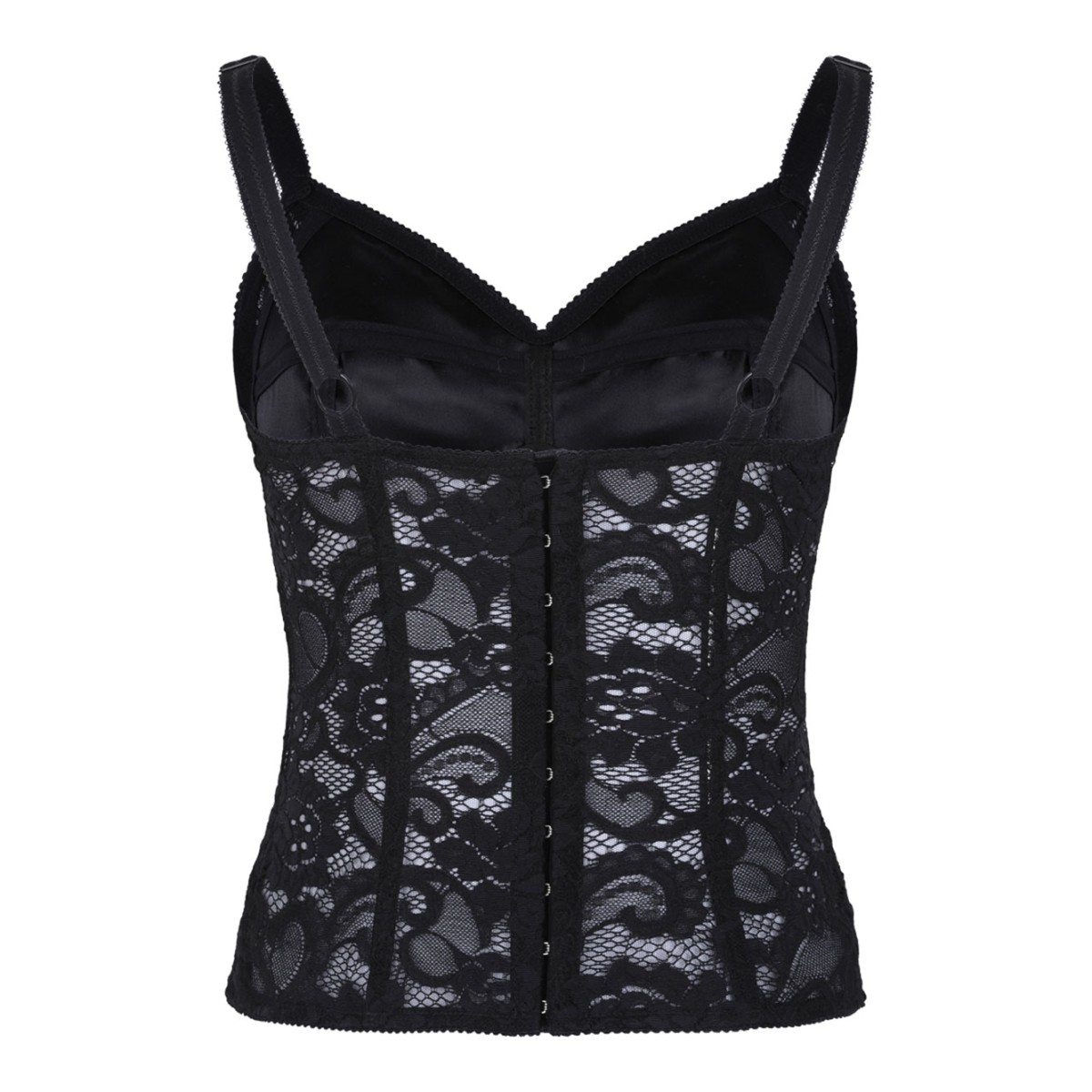 Black Corset Lace and Satin Top