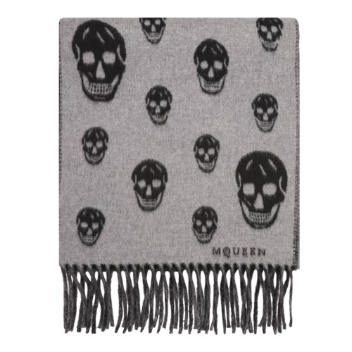 Double-Sided Skull Scarf in Graphite/Black