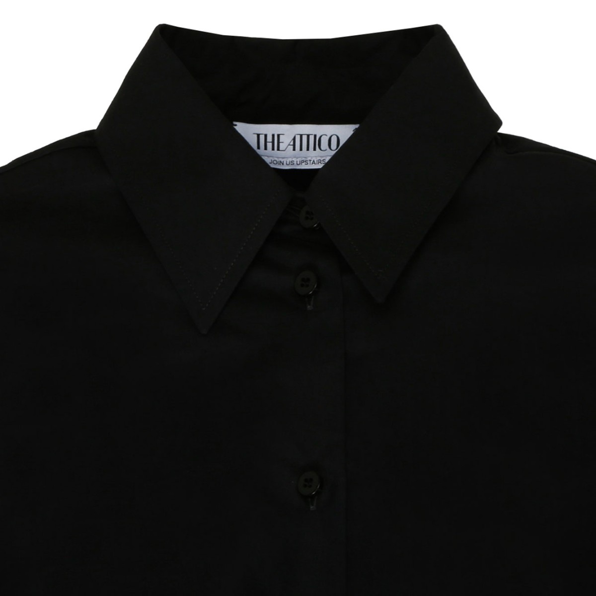 Black Asymmetric Hem Cotton Shirt Dress