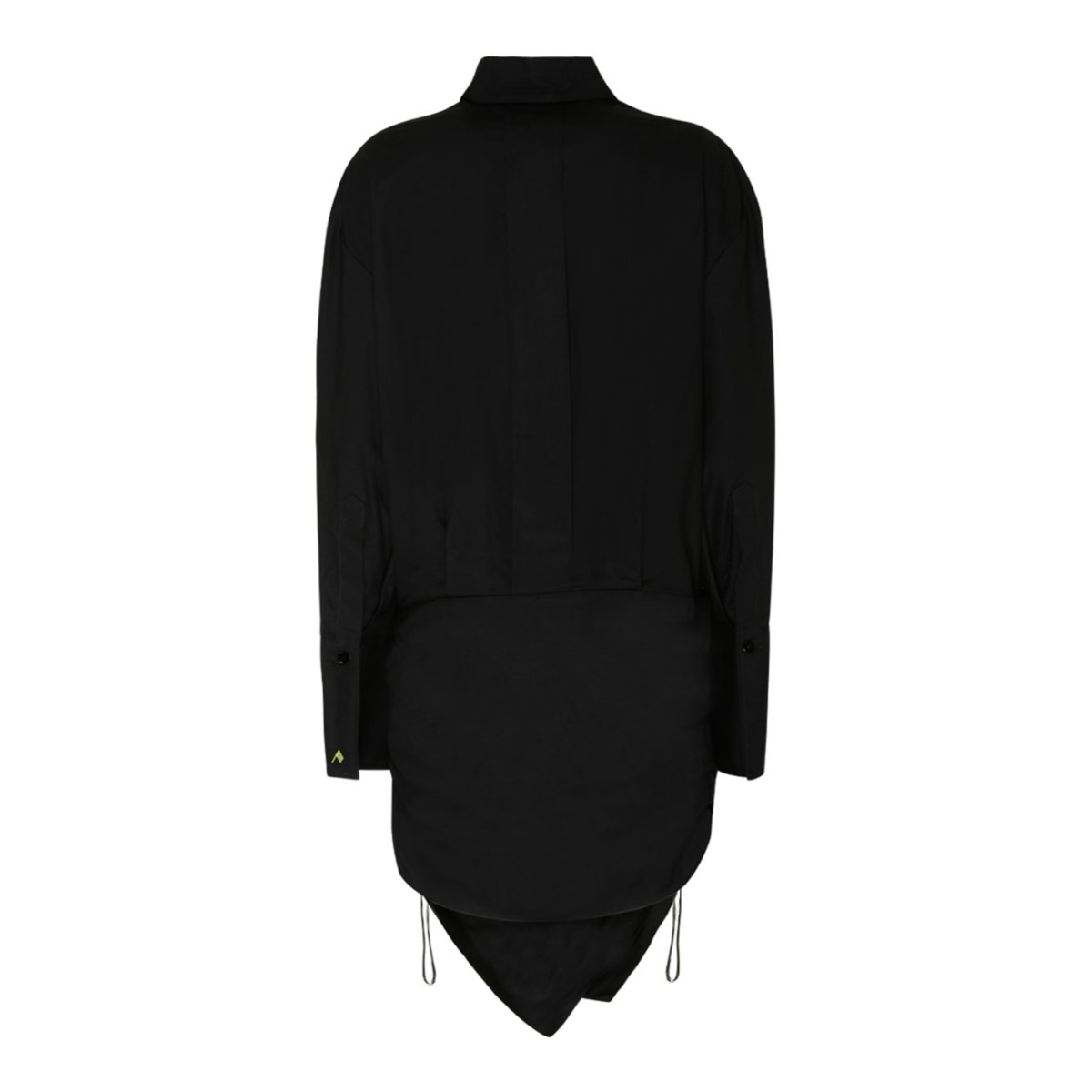 Black Asymmetric Hem Cotton Shirt Dress