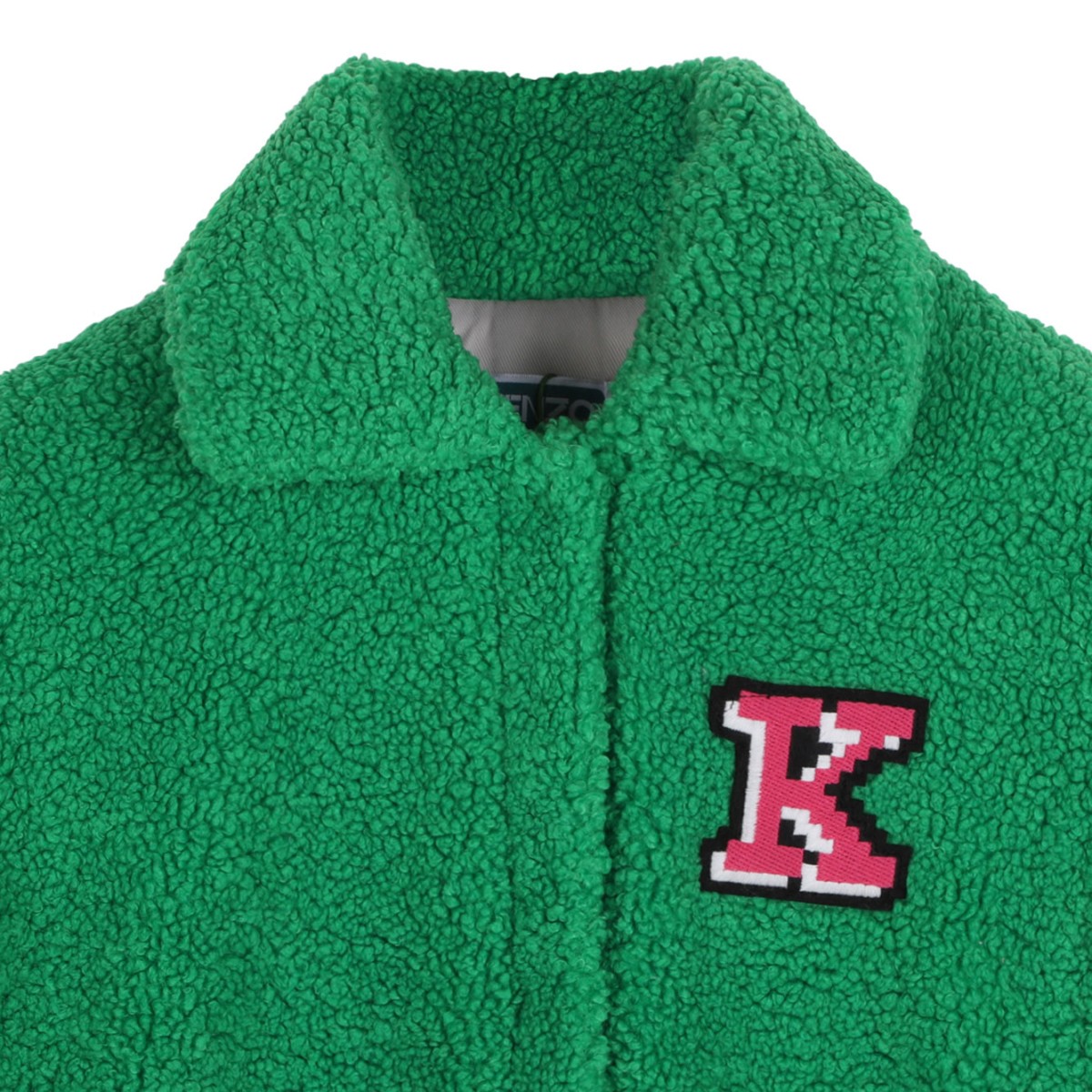 Lime Green Logo Embroidered Fleece Coat