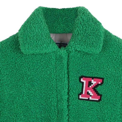 Lime Green Logo Embroidered Fleece Coat