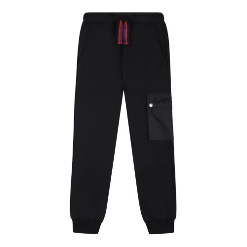 Black Zip-Pocket Drawstring Trousers