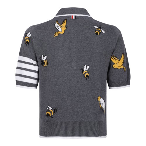 Medium Grey Bird and Bees Polo Shirt
