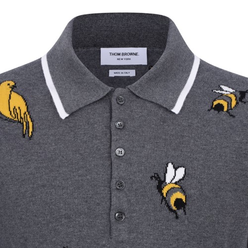 Medium Grey Bird and Bees Polo Shirt