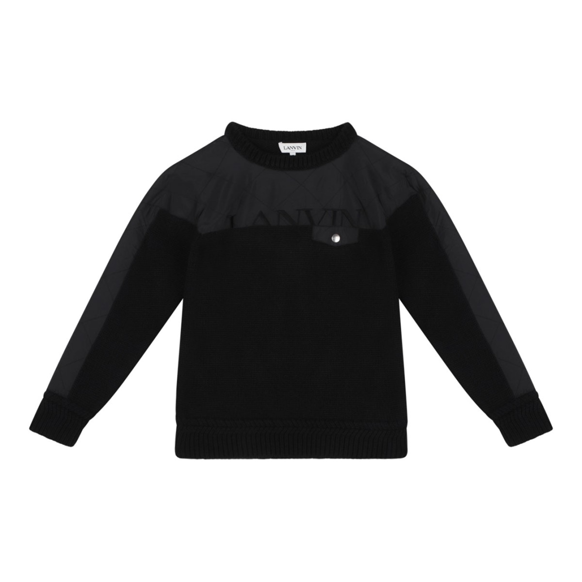 Black Logo-Embroidered Panelled Pullover