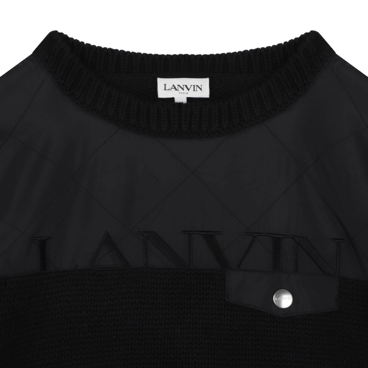 Black Logo-Embroidered Panelled Pullover