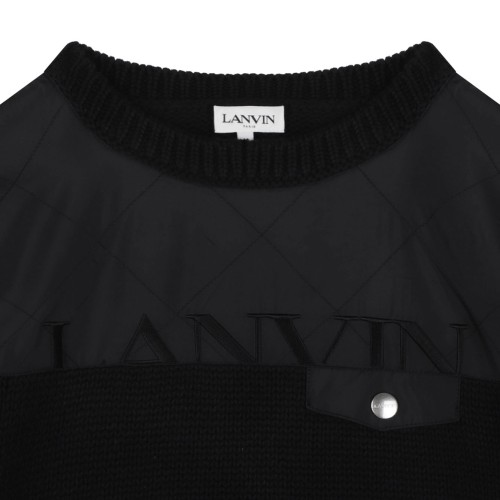 Black Logo-Embroidered Panelled Pullover