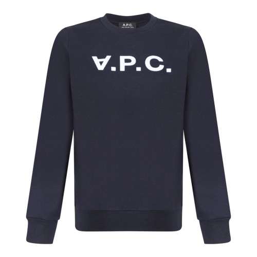 Navy Blue VPC Logo-Print Cotton Sweatshirt
