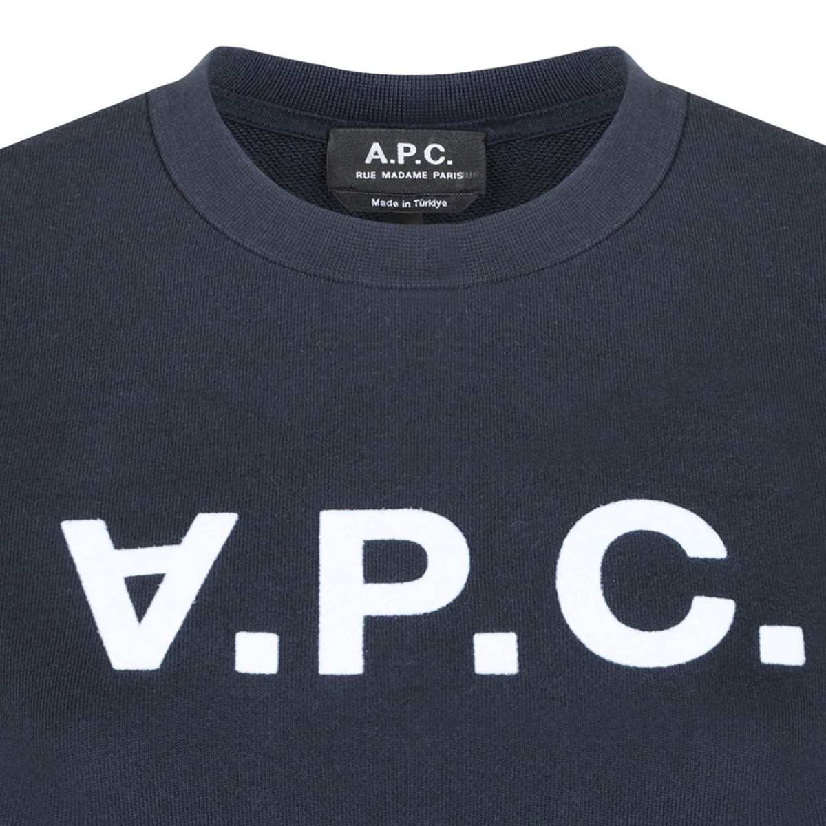 Navy Blue VPC Logo-Print Cotton Sweatshirt