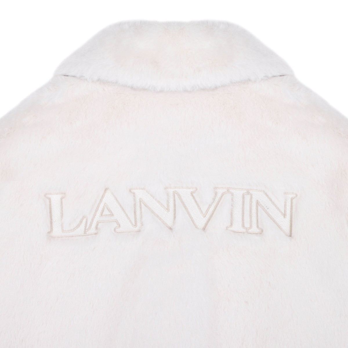 Ivory White Faux Shearling Spread-Collar Jacket
