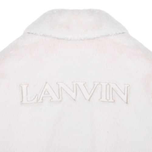 Ivory White Faux Shearling Spread-Collar Jacket