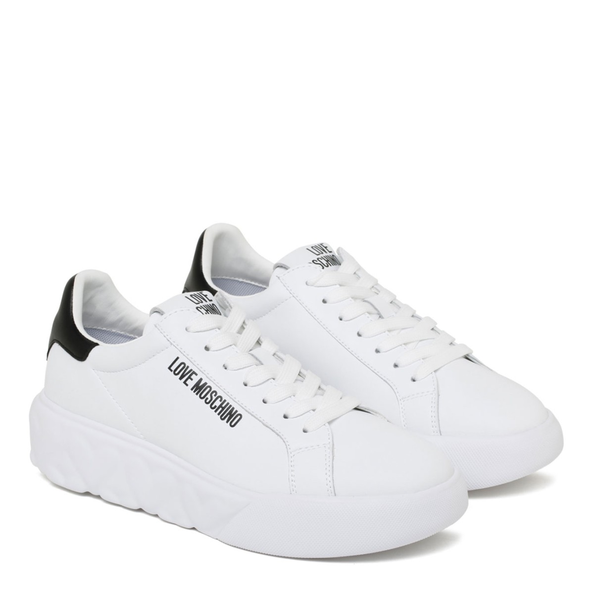 Love Moschino White and Black Platform Sneakers