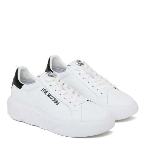 Love Moschino White and Black Platform Sneakers