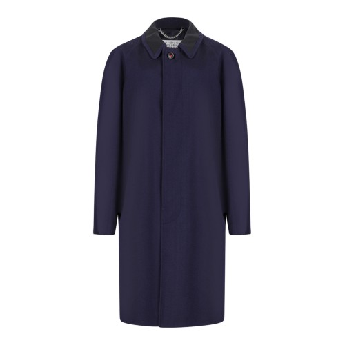 Navy Blue Wool Viscose Coat