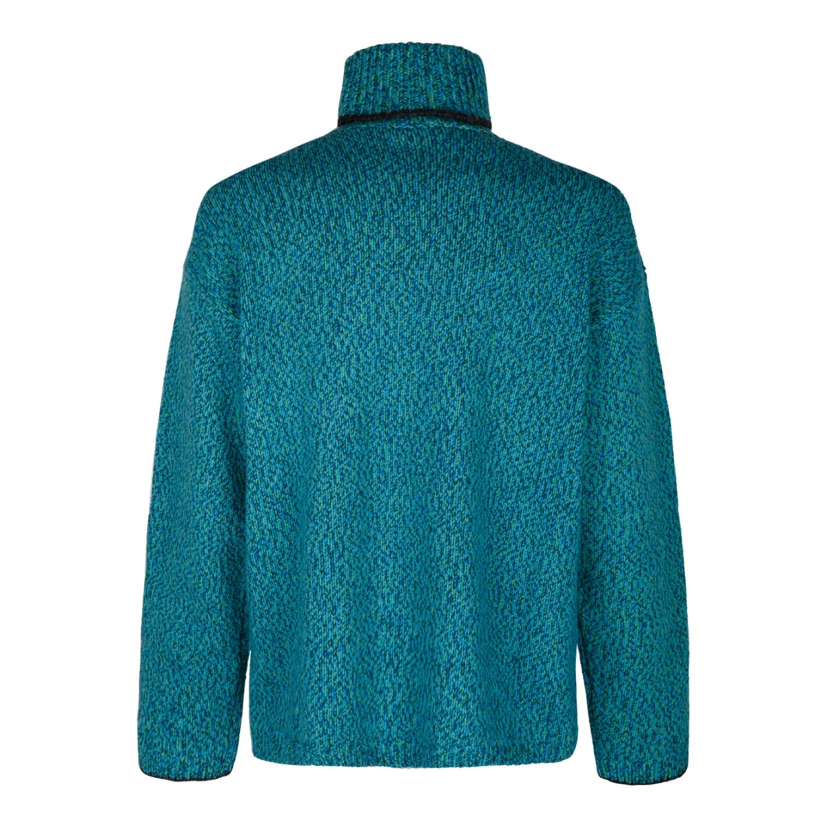 Sea Green and Black Wool Blend Logo Jumper