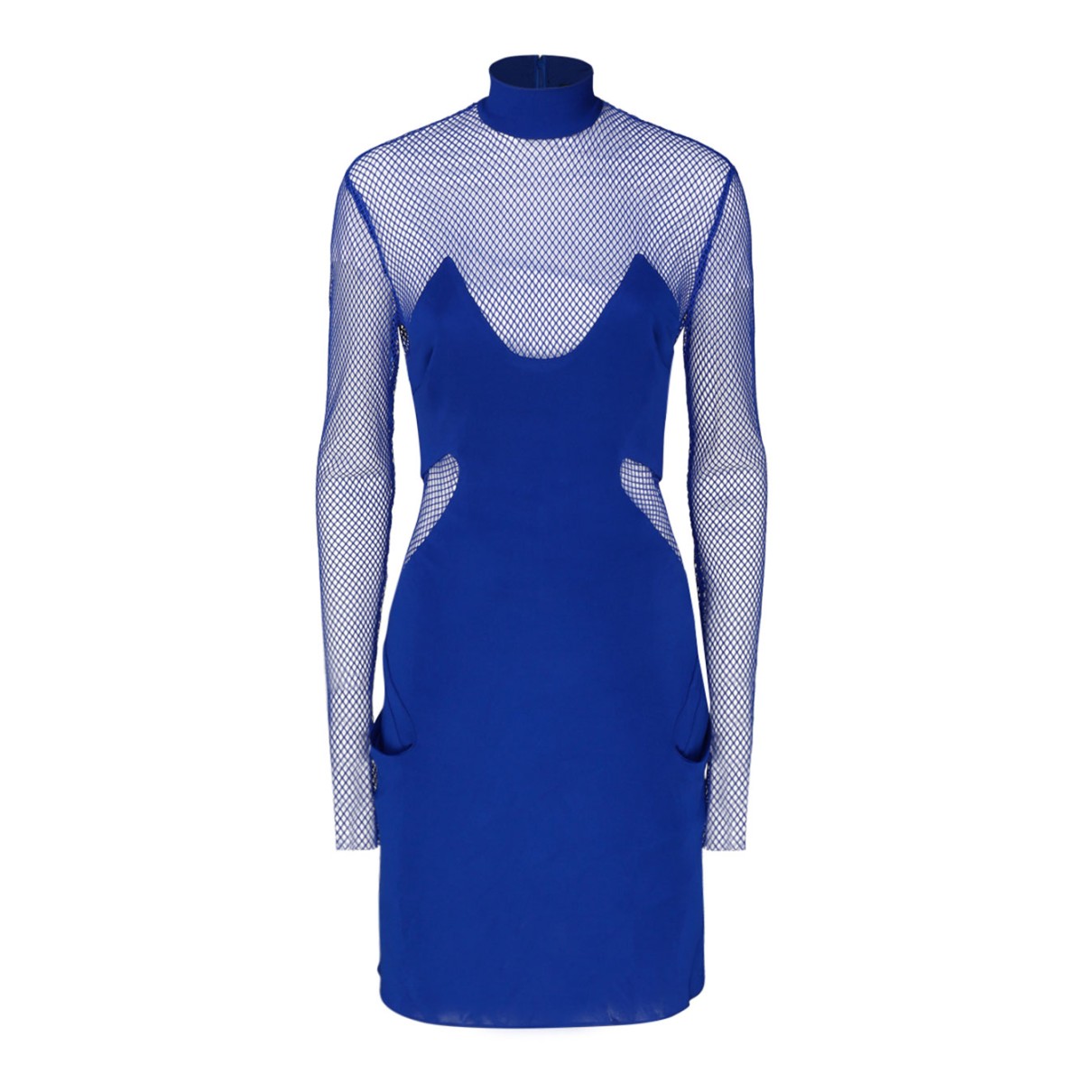 Cobalt blue Illusion Mesh Panel Minidress