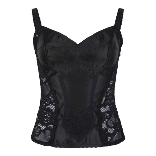 Black Corset Lace and Satin Top