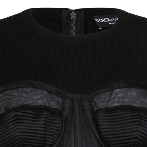 Black Fine-Rib Bustier Jumper