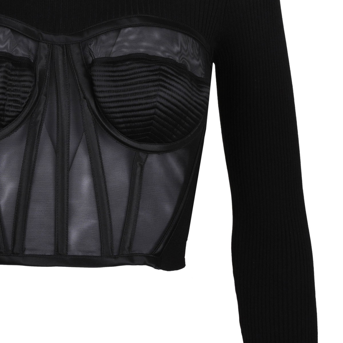 Black Fine-Rib Bustier Jumper