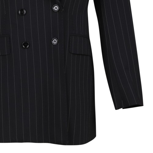 Single-Breasted Pinstripe Wool Turlington