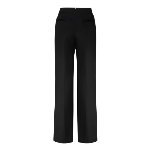 Black Virgin Wool High Waisted Flared Trousers