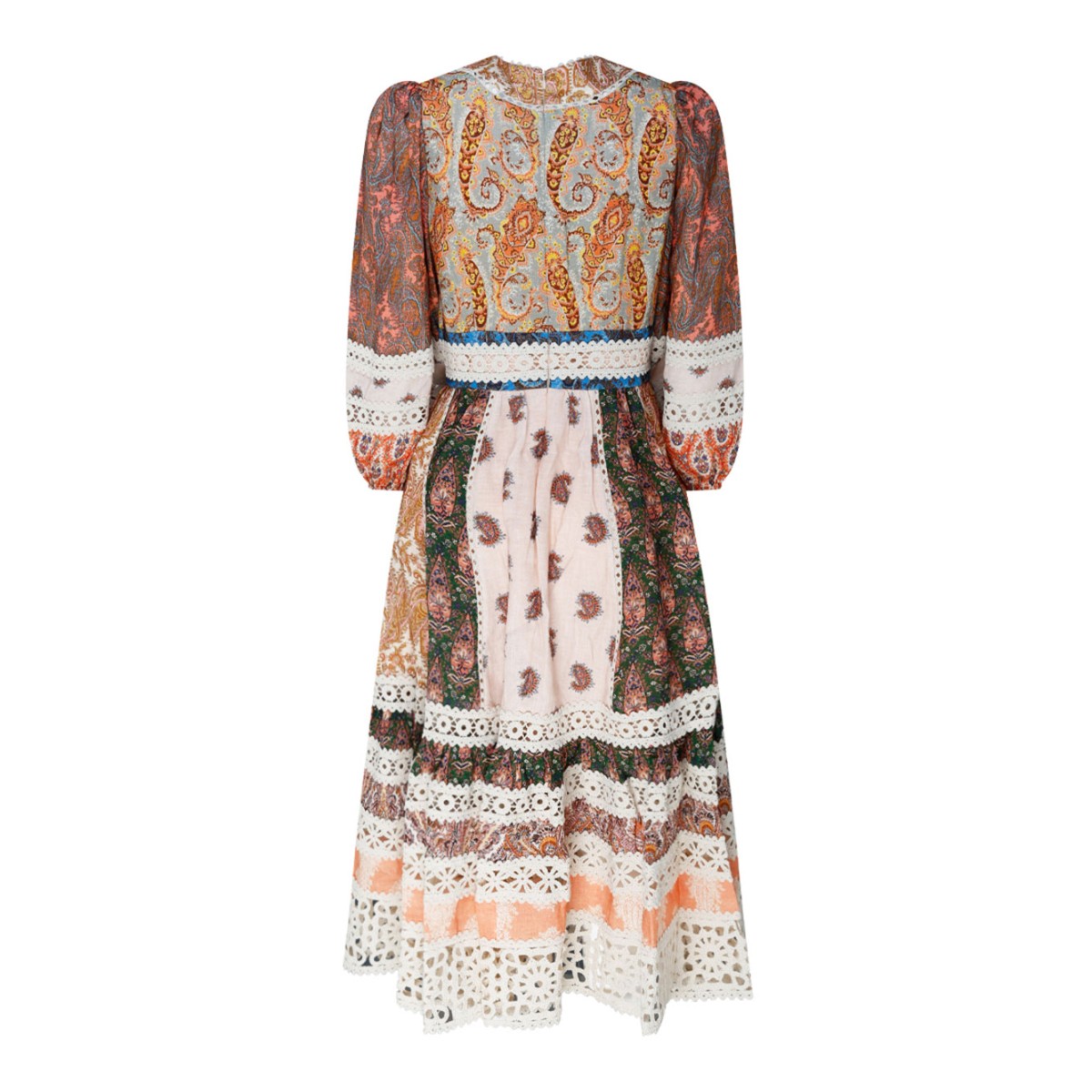 Multicolor Linen Devi Printed Midi Dress