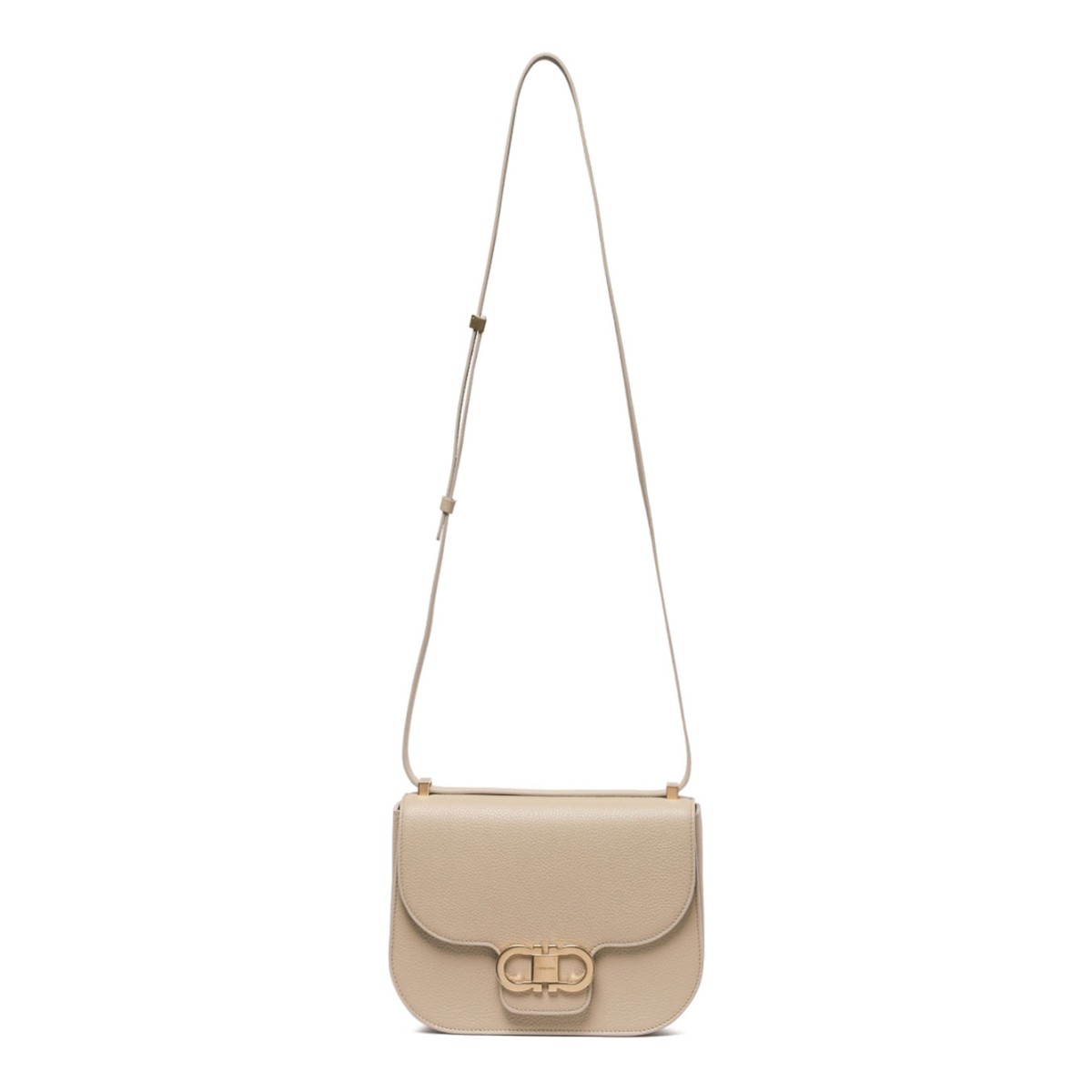 Light Beige Double Gancini Shoulder Bag
