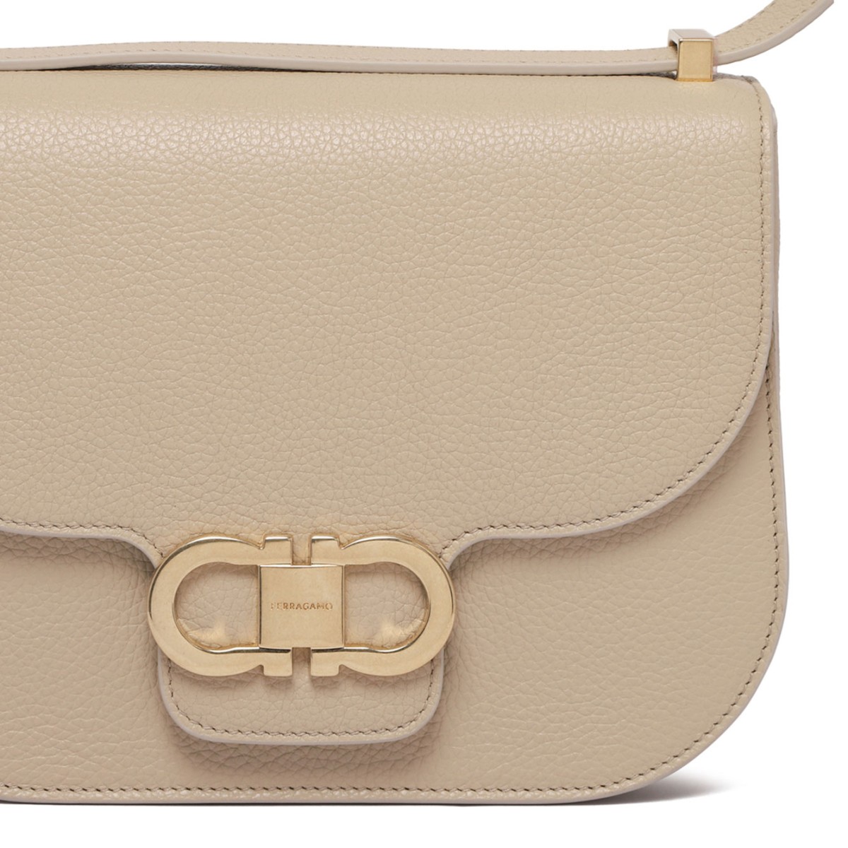 Light Beige Double Gancini Shoulder Bag