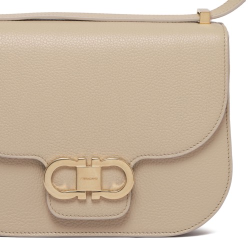 Light Beige Double Gancini Shoulder Bag