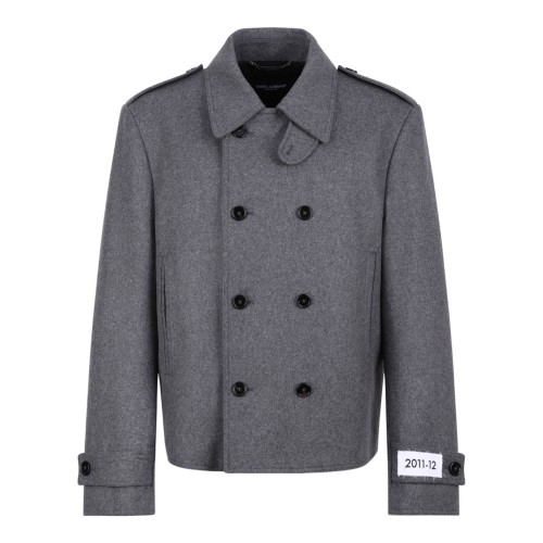 Gray Double-Breasted Cashmere-Blend Pea Coat