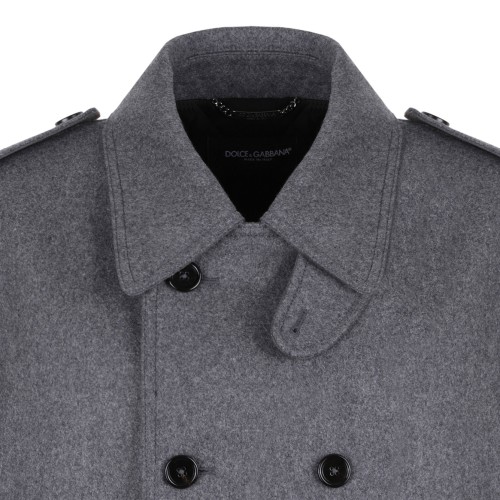 Gray Double-Breasted Cashmere-Blend Pea Coat