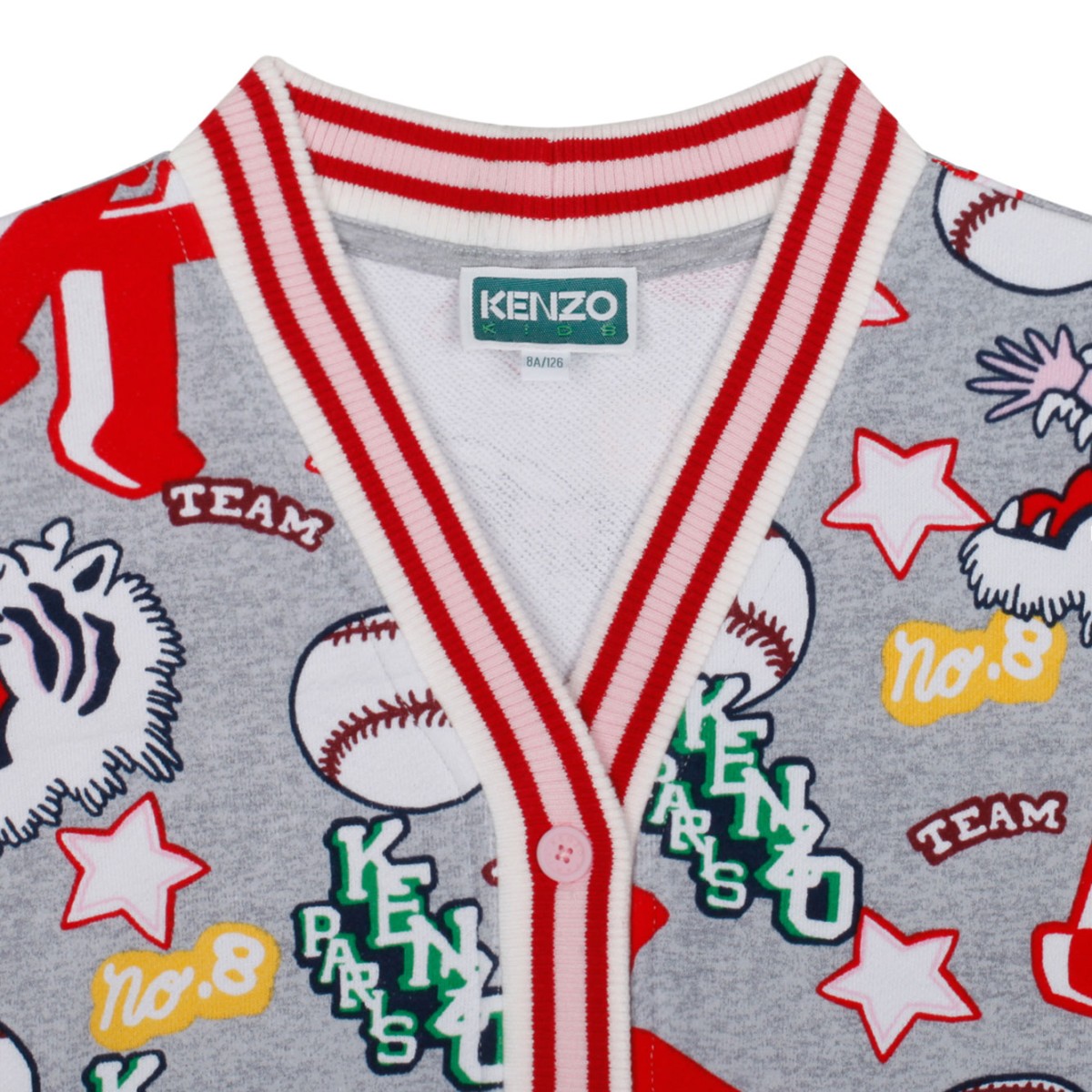 Light Grey and Multicolour Graphic Print Cardigan