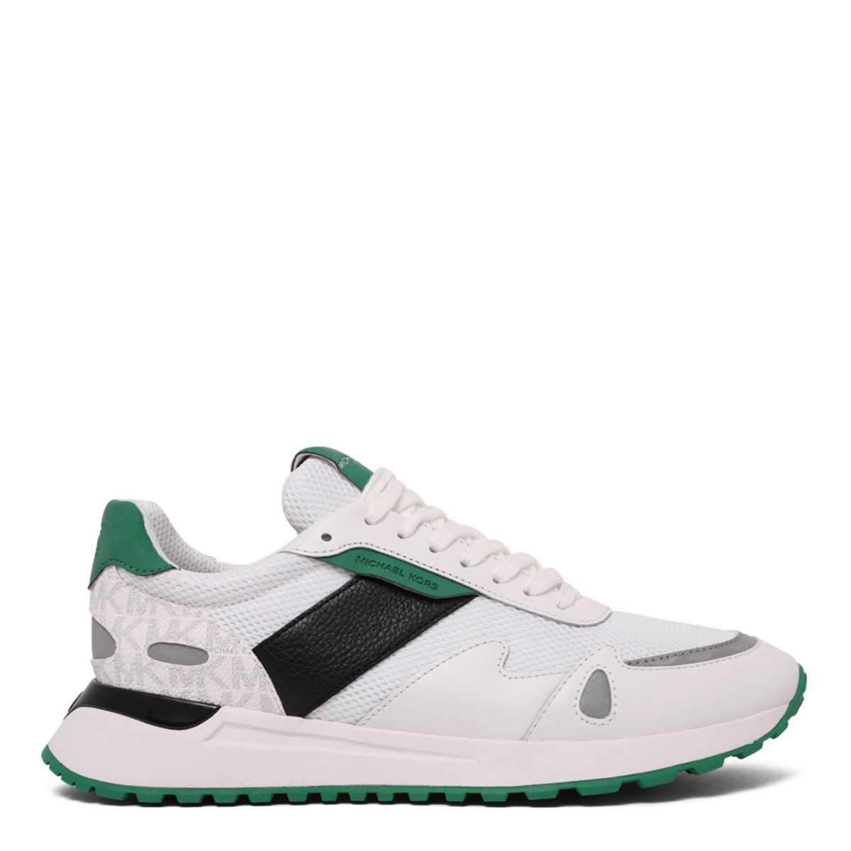 White and Green Miles Colour-Block Sneakers
