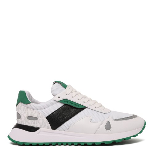 White and Green Miles Colour-Block Sneakers
