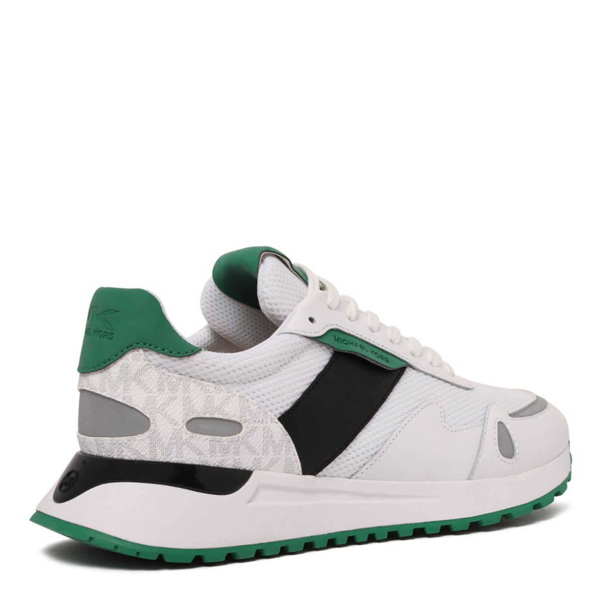 White and Green Miles Colour-Block Sneakers