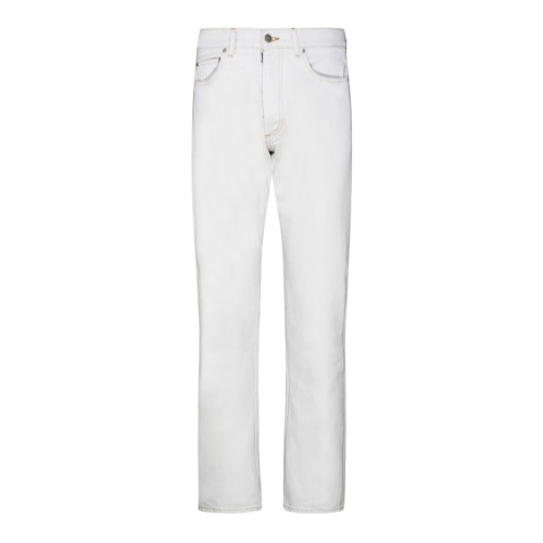 White Cotton Mid Rise Jeans