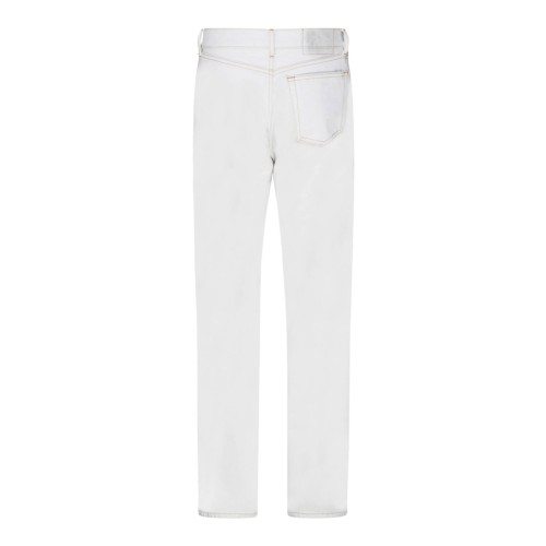 White Cotton Mid Rise Jeans