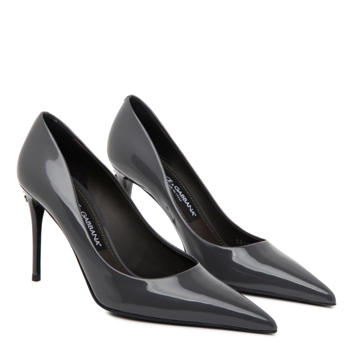 Grey Calf Leather Pointed Toe Pumps