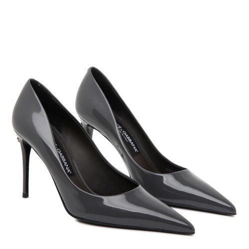 Grey Calf Leather Pointed Toe Pumps
