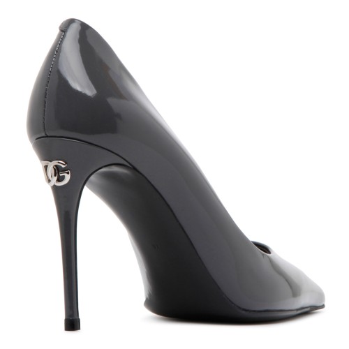 Grey Calf Leather Pointed Toe Pumps