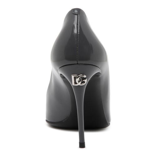 Grey Calf Leather Pointed Toe Pumps