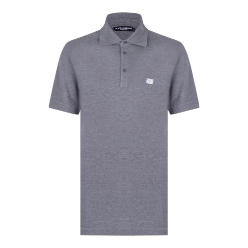 Grey Logo Plaque Polo Shirt
