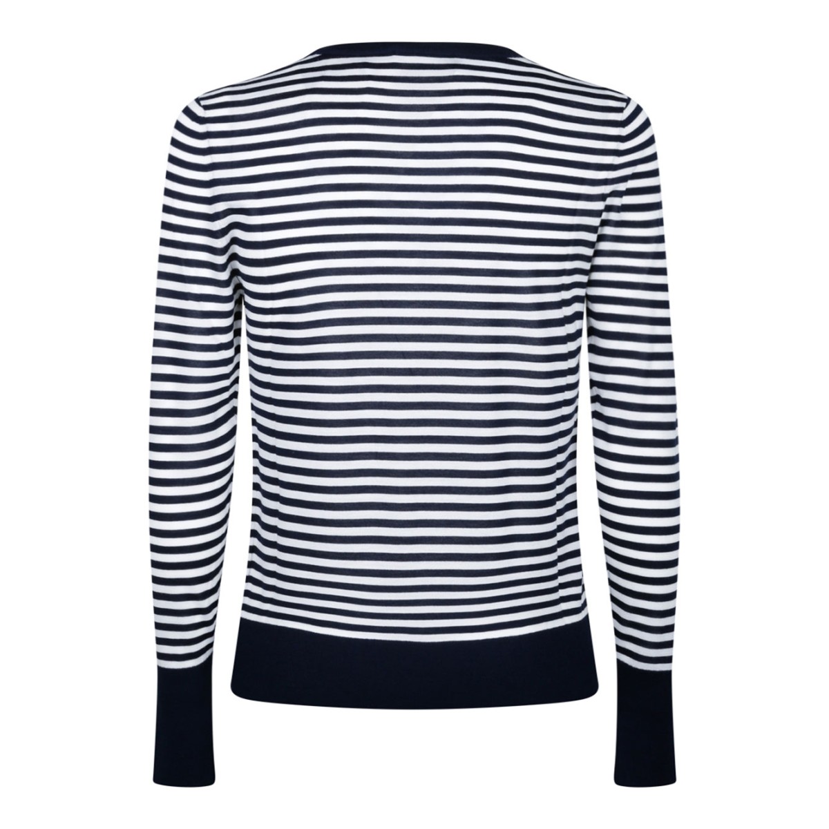Blue and White Boat Neck Sweater