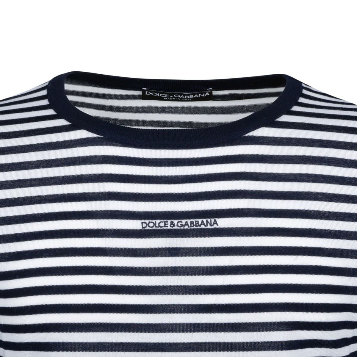 Blue and White Boat Neck Sweater