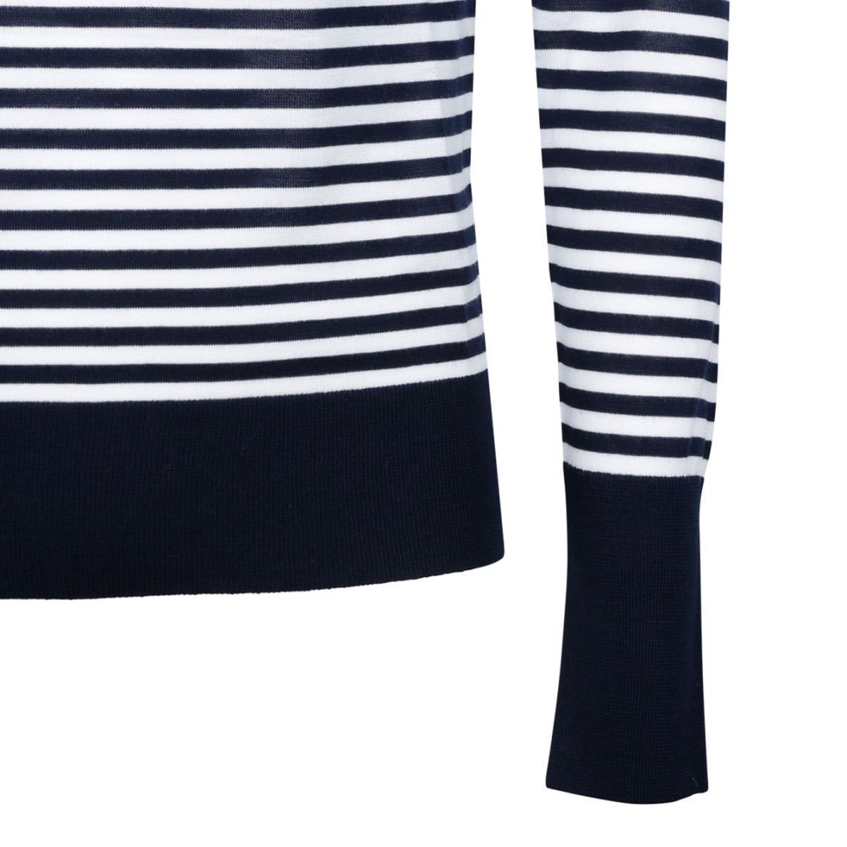 Blue and White Boat Neck Sweater