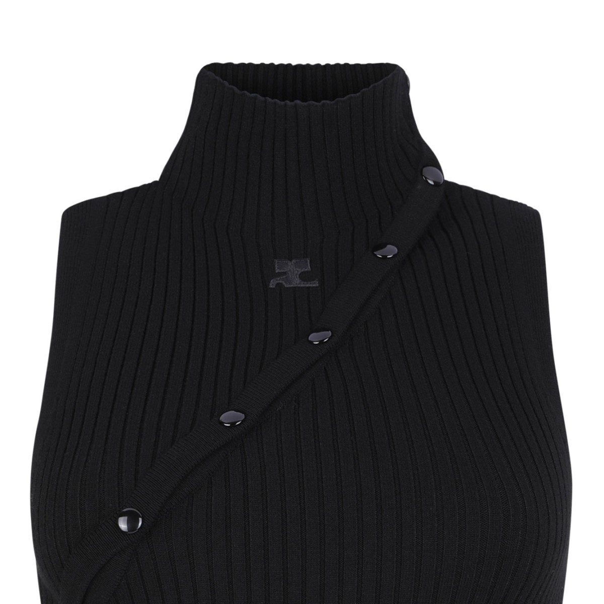 Black Logo-Embroidered Ribbed Tank Top