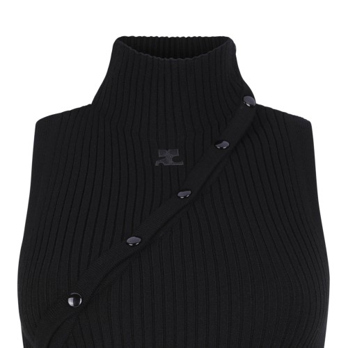 Black Logo-Embroidered Ribbed Tank Top