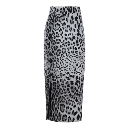 Leopard Print Longuette Skirt