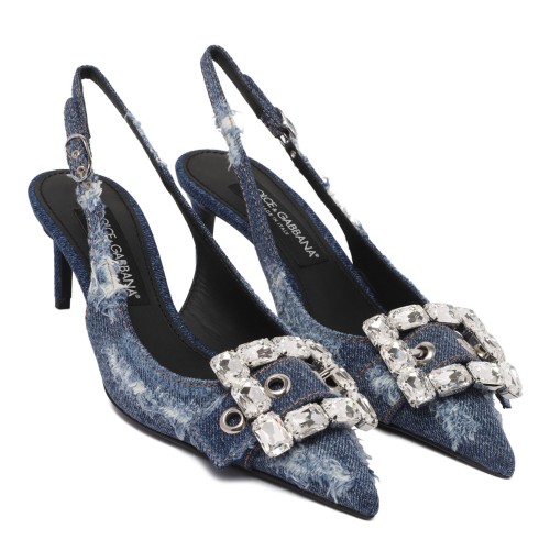 Blue Denim Slingback Pumps 2